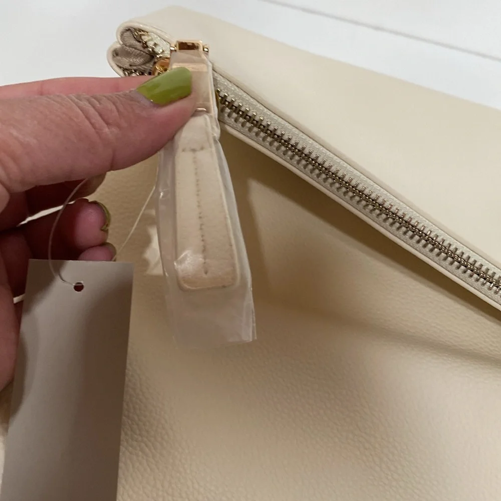 MARKFRAN Oversized Foldover Clutch in Ivory